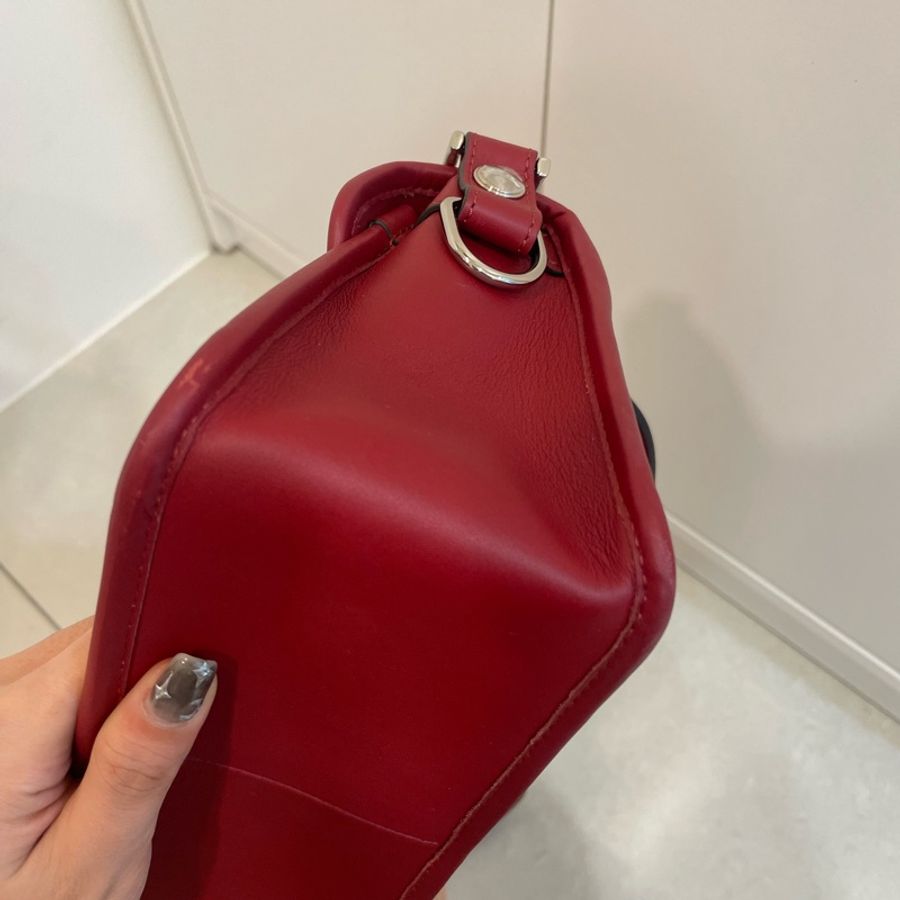 longchamp 肩背包 暗紅 牛皮-10