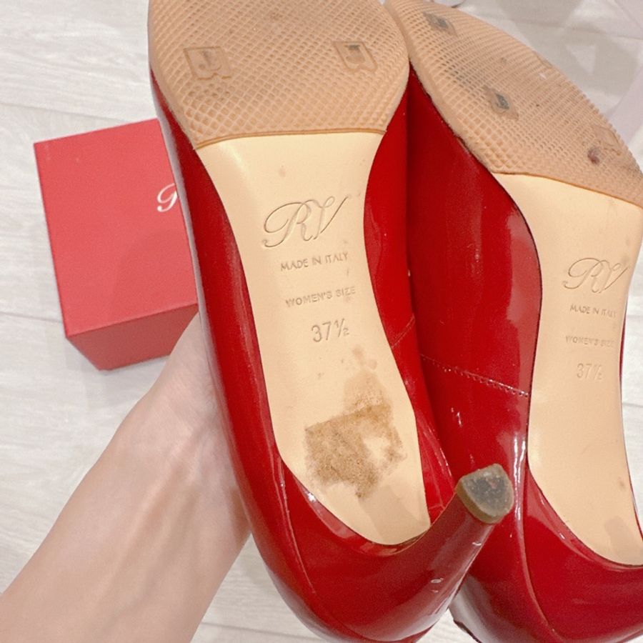 法國鞋王RV roger vivier經典方框紅色漆皮高跟鞋👠-10