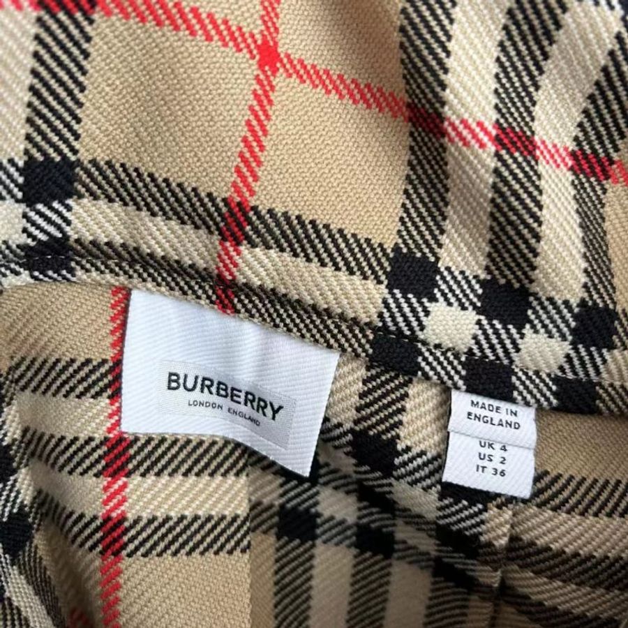 Burberry經典格子羊毛百褶裙 全新僅試穿 尺寸36碼 腰圍70 裙長40-1