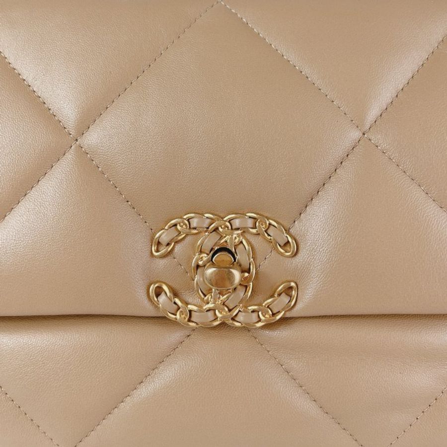 Chanel 19 Bag 米金色款-14