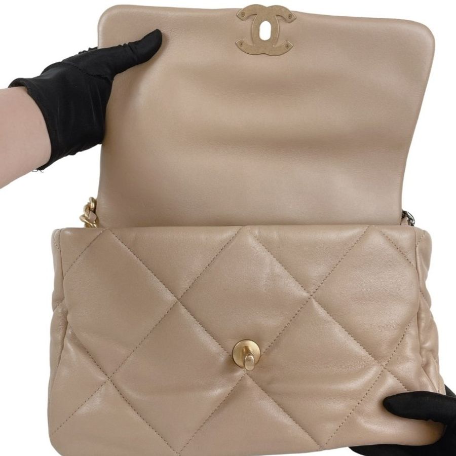 Chanel 19 Bag 米金色款-15