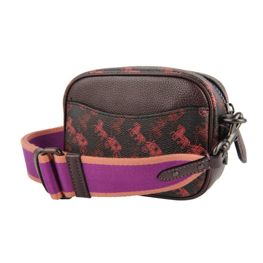 Coach 16 With Horse And Carriage Print And Varsity Stripe Camera Bag for Women in Pewter/Black Oxblood (79368-V5C1A)-2