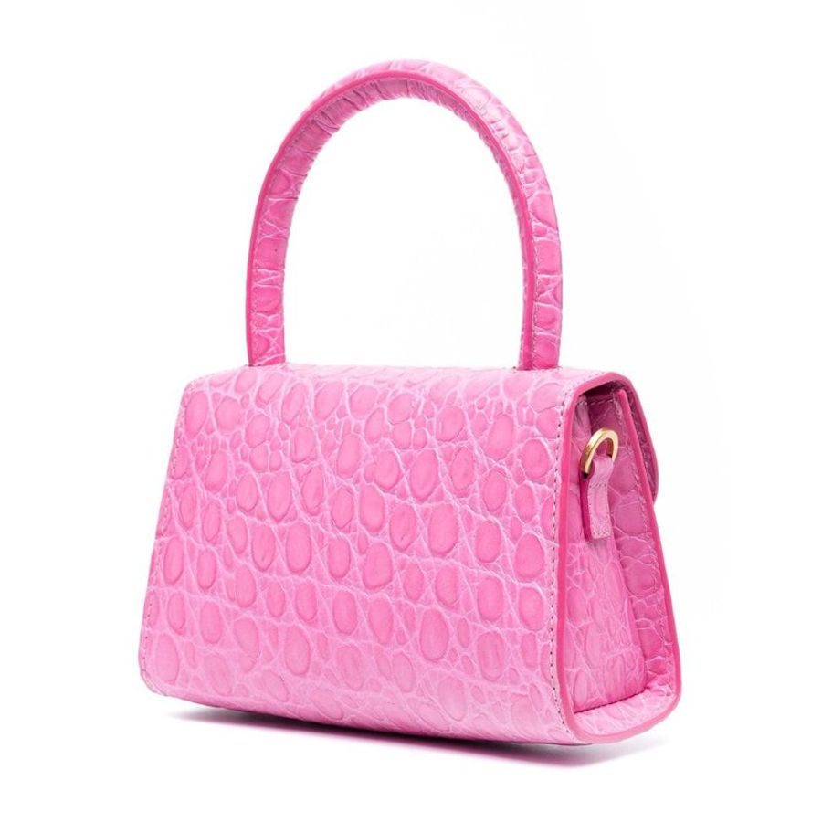 By Far Mini Circular Croco Embossed Leather Shoulder Bag for Women in Fuchsia (21CRMINAFCHDSMA)-1