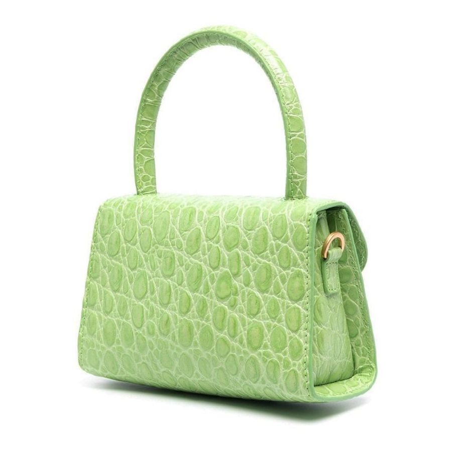 By Far Mini Circular Croco Embossed Leather Shoulder Bag for Women in Pistachio (21CRMINAPSDSMA)-1