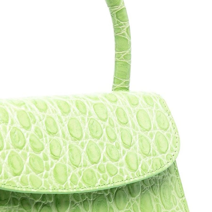 By Far Mini Circular Croco Embossed Leather Shoulder Bag for Women in Pistachio (21CRMINAPSDSMA)-2