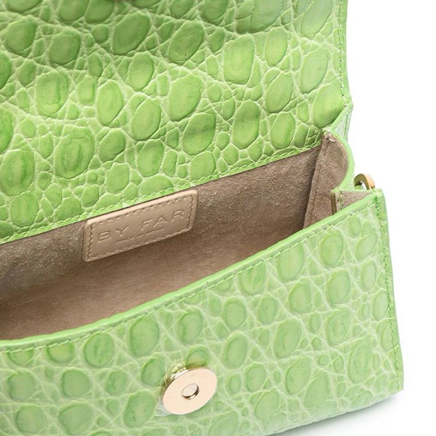 By Far Mini Circular Croco Embossed Leather Shoulder Bag for Women in Pistachio (21CRMINAPSDSMA)-3
