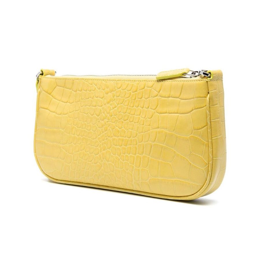 By Far Rachel Croco Embossed Leather Shoulder Bag for Women in Custard (21CRRCLSCUSDMED)-1