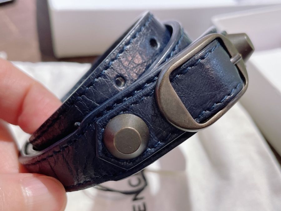 BALENCIAGA 巴黎世家 鉚釘釦小羊皮三圈手環 皮革手環 S-4