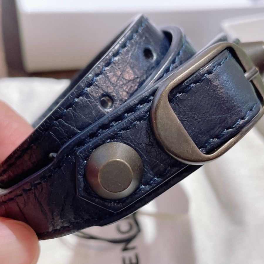 BALENCIAGA 巴黎世家 鉚釘釦小羊皮三圈手環 皮革手環 S-7