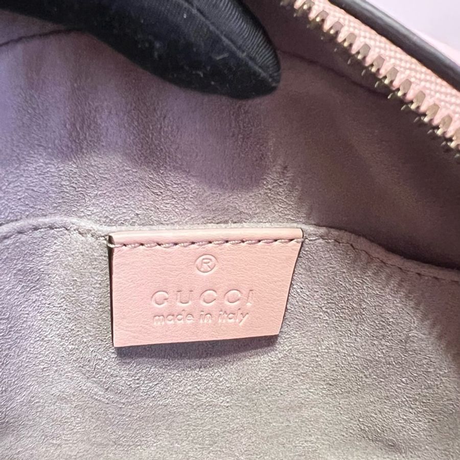 GUCCI Marmont 雙G粉紅色皮腰包-6