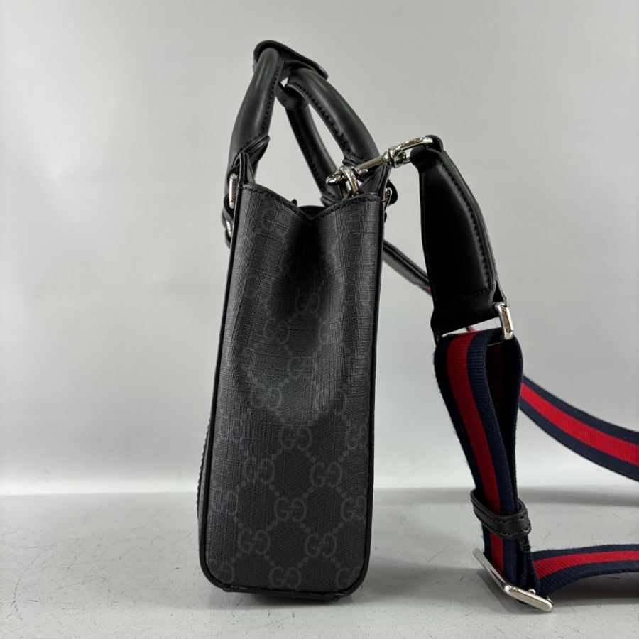 Gucci 696010黑老花PVC迷你托特斜背兩用包GG Supreme-4