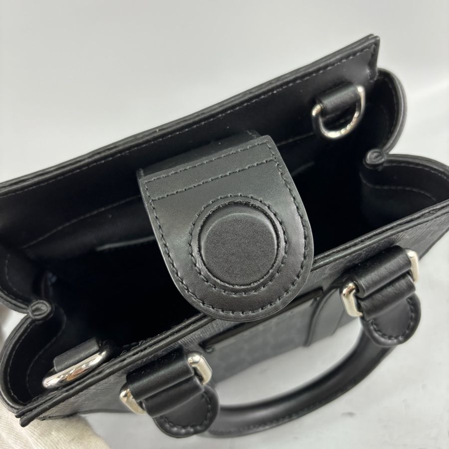 Gucci 696010黑老花PVC迷你托特斜背兩用包GG Supreme-19