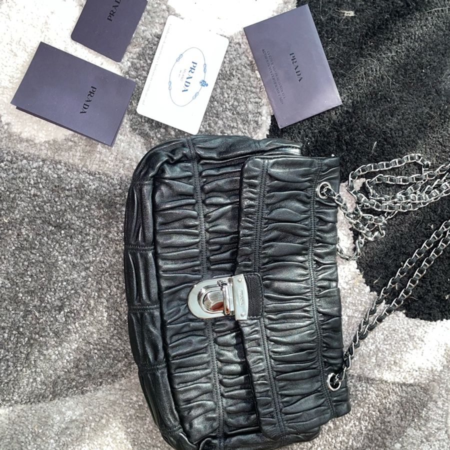 Prada 銀色鏈條單肩包-31