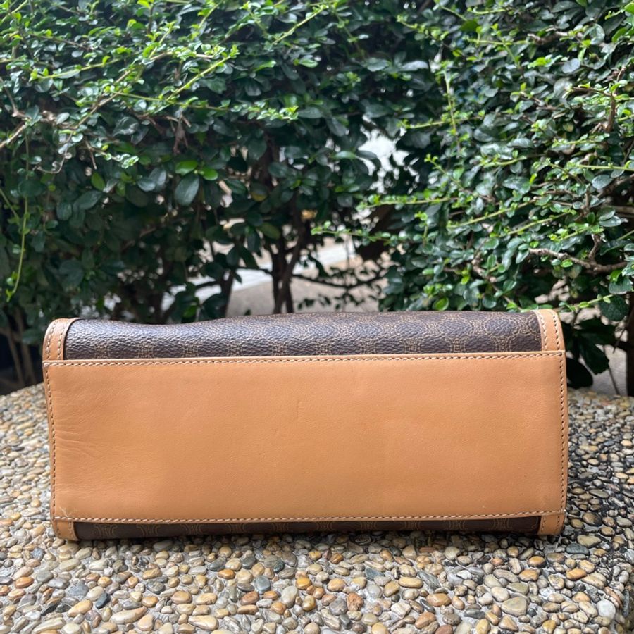Celine中古棕花小號凱莉包 Celine Vintage Macadam Small Kelly Bag-4