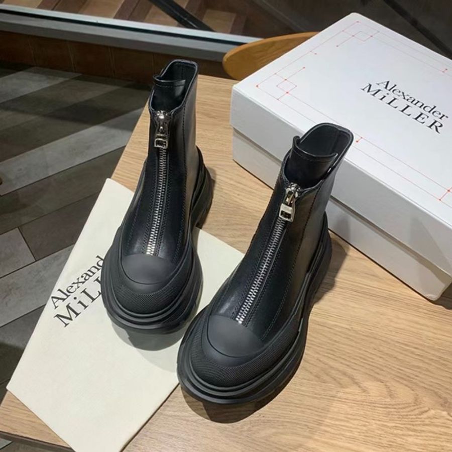 Alexander McQueen 766901 Tread Slick 小牛皮拉鍊靴 黑色 增高5公分 IT38/39/40 購買請告知所需尺寸【促銷品】-10