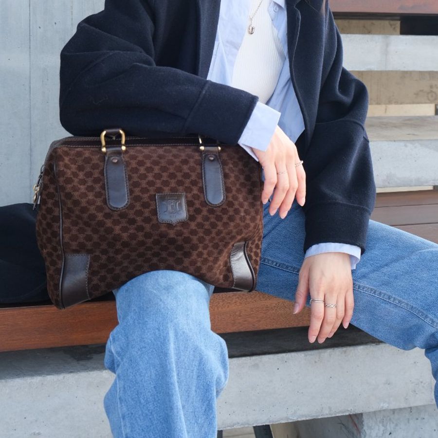 CELINE VINTAGE SUEDE BOSTON BAG 手拿包 側背包 |日本中古 Vintage-1