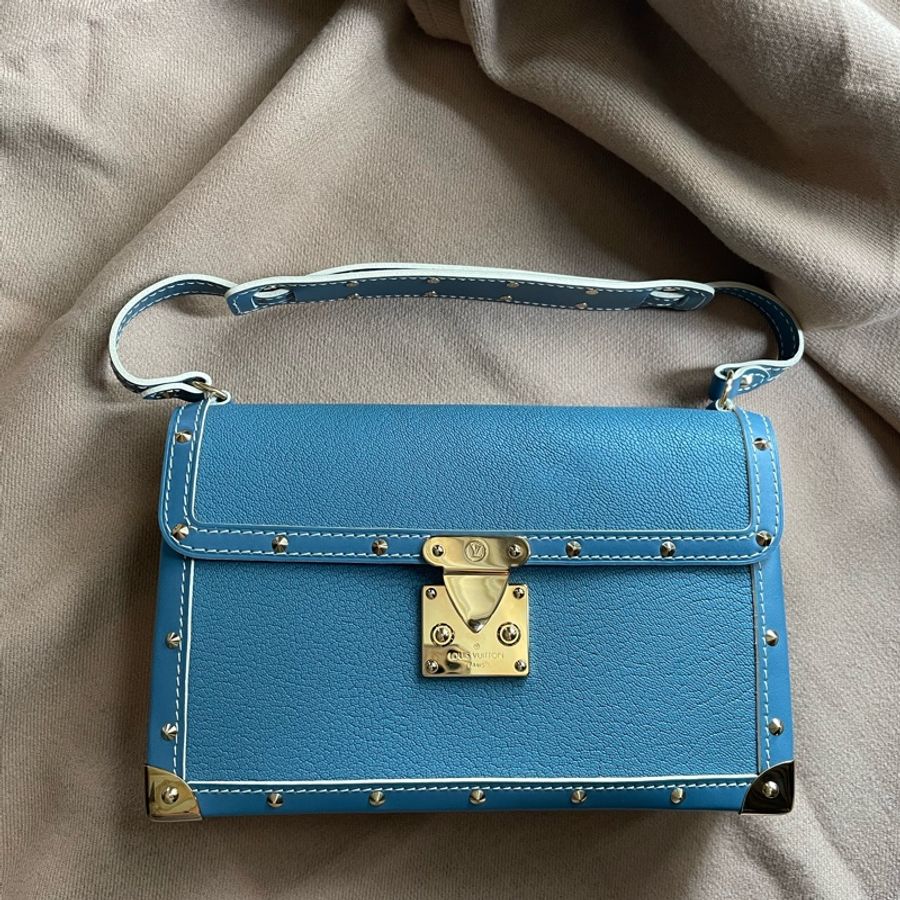 ［Vintage LV］LV肩背皮革軟箱包_藍色-1