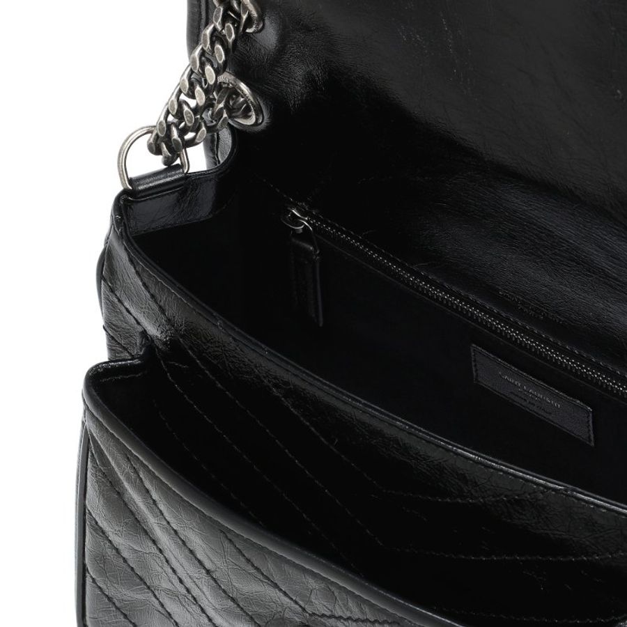 【YSL】SAINT LAURENT Medium Niki 中款 銀鍊 翻蓋 斜背包 肩背包 黑色-1
