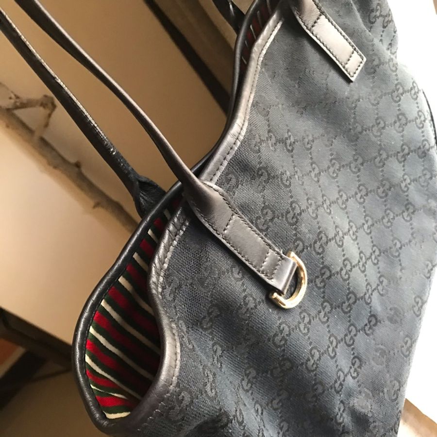 Gucci 老花字紋GG丹寧牛仔緹花布🇮🇹托特包/小資包/媽媽包/購物包🇮🇹側背包/手提包/肩背包🇮🇹正品🇮🇹況好🇮🇹量輕好裝-5