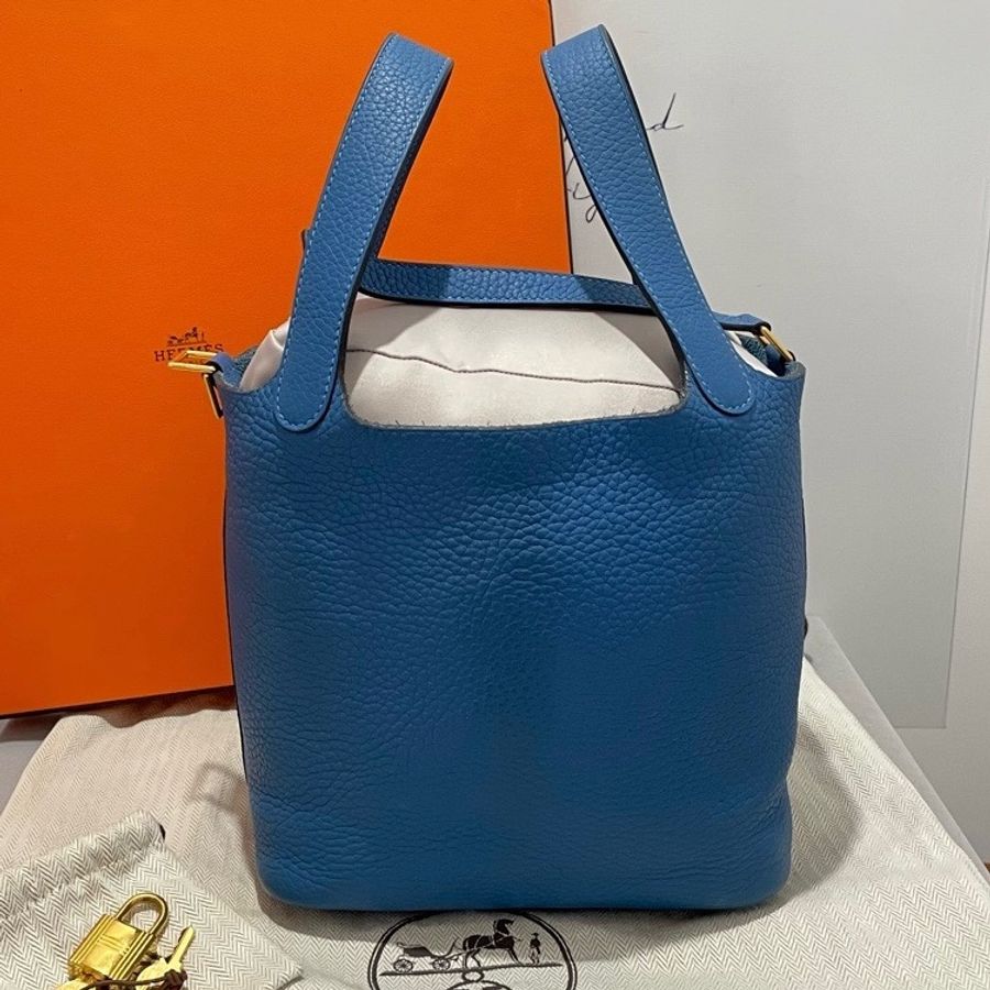Hermes picotin18 藍色金扣-0