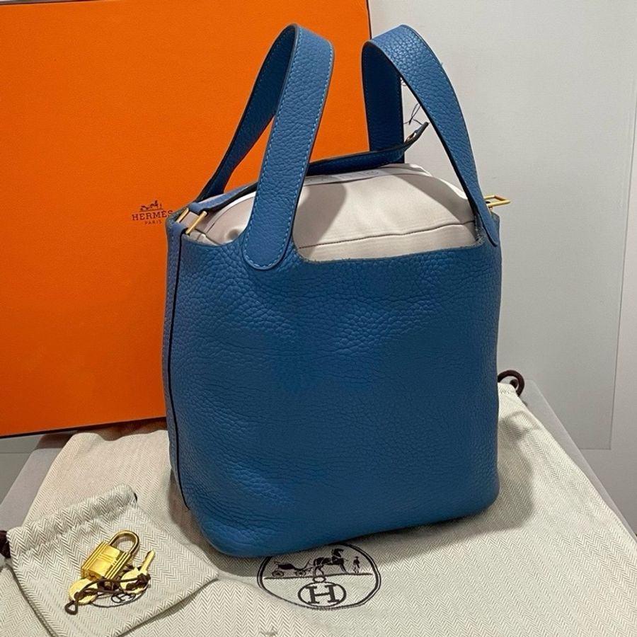 Hermes picotin18 藍色金扣-1