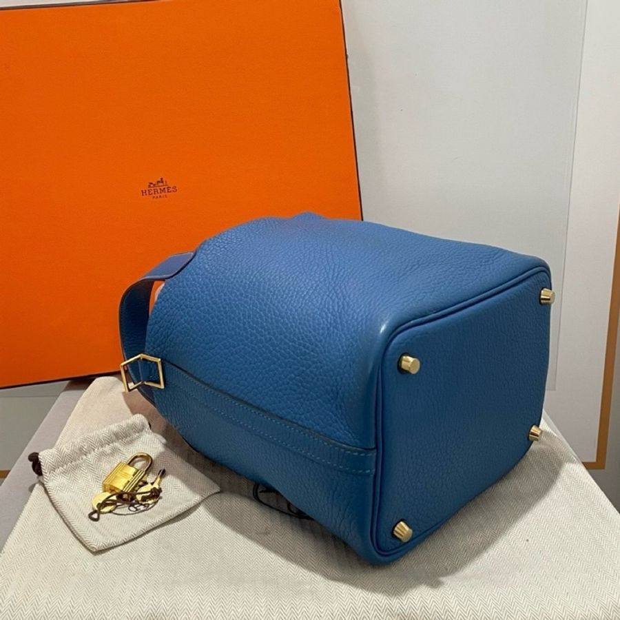 Hermes picotin18 藍色金扣-4