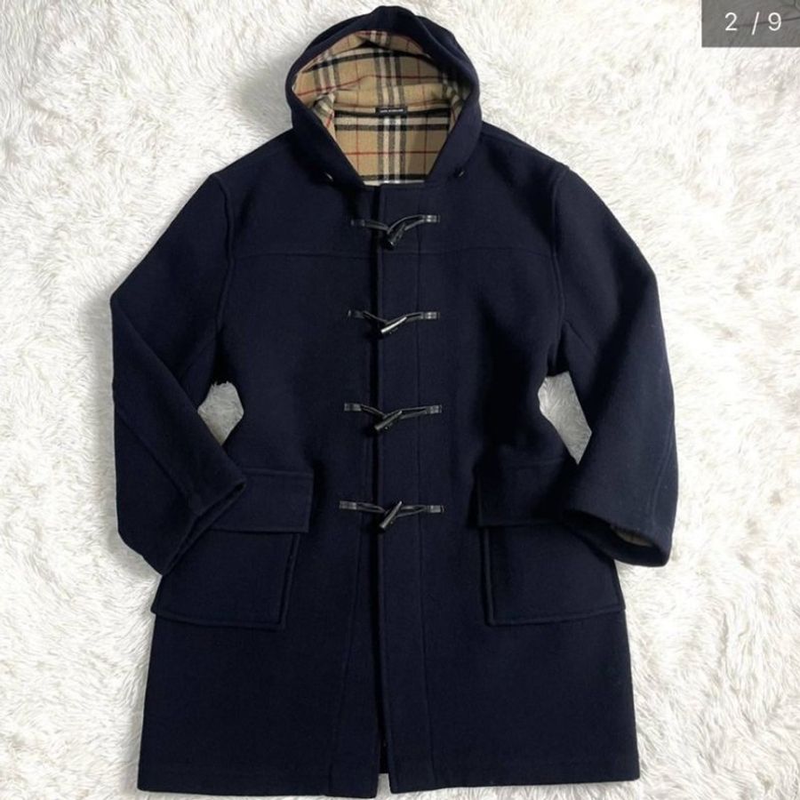 BURBERRY綿羊毛混紡海軍藍 牛角扣造型大衣(男款)✨-1