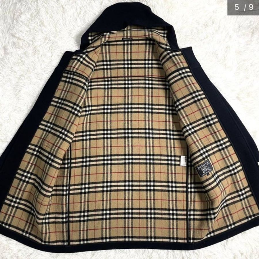 BURBERRY綿羊毛混紡海軍藍 牛角扣造型大衣(男款)✨-4