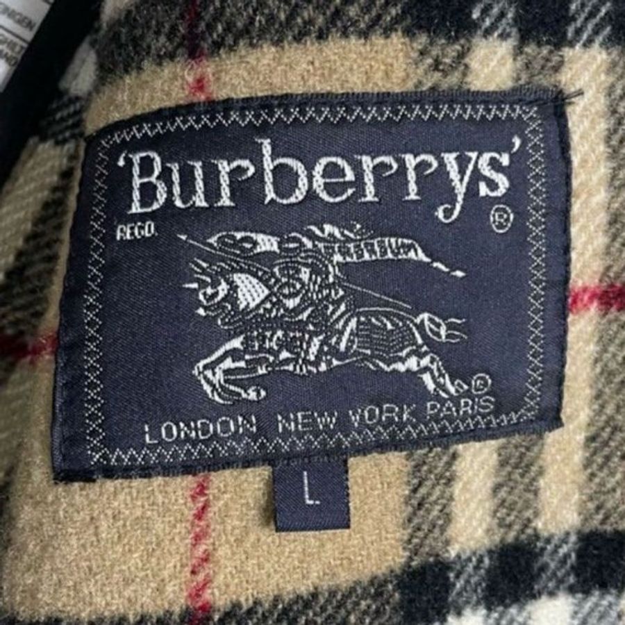 BURBERRY綿羊毛混紡海軍藍 牛角扣造型大衣(男款)✨-6