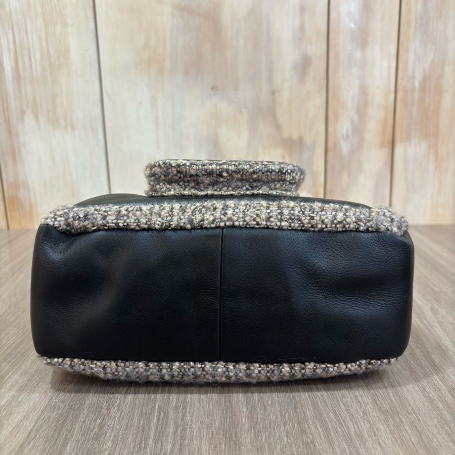 CHANEL A23362 老香 VINTAGE 黑色 銀鍊 牛皮 毛泥 口袋 全皮 手提包 肩背包-7