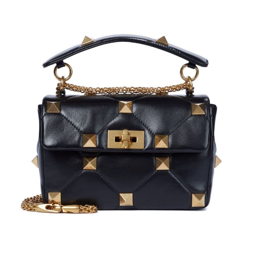 【促銷品】Valentino Roman Stud 中款納帕羊皮羅馬鉚釘包 黑色-7