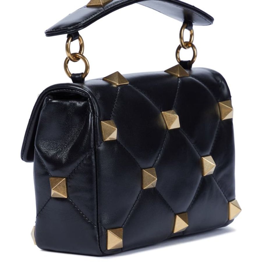 【促銷品】Valentino Roman Stud 中款納帕羊皮羅馬鉚釘包 黑色-11