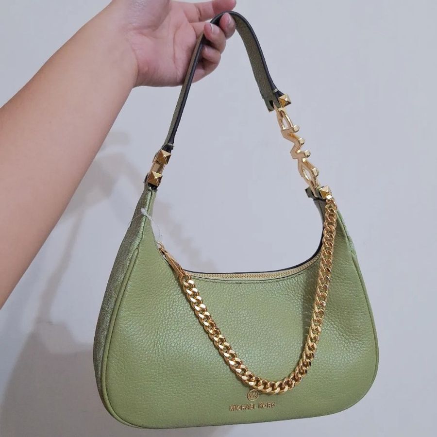MK Michael Kors 酪梨綠 老花 腋下包 精品 包包 皮包 全新 專櫃 正品-1