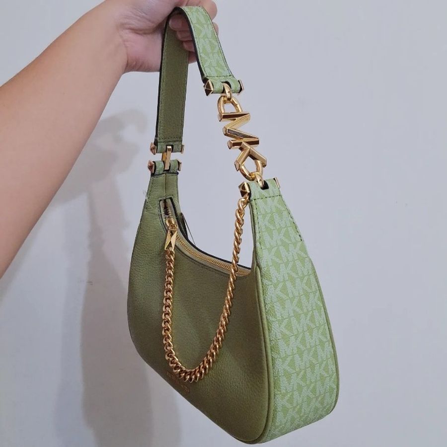MK Michael Kors 酪梨綠 老花 腋下包 精品 包包 皮包 全新 專櫃 正品-3