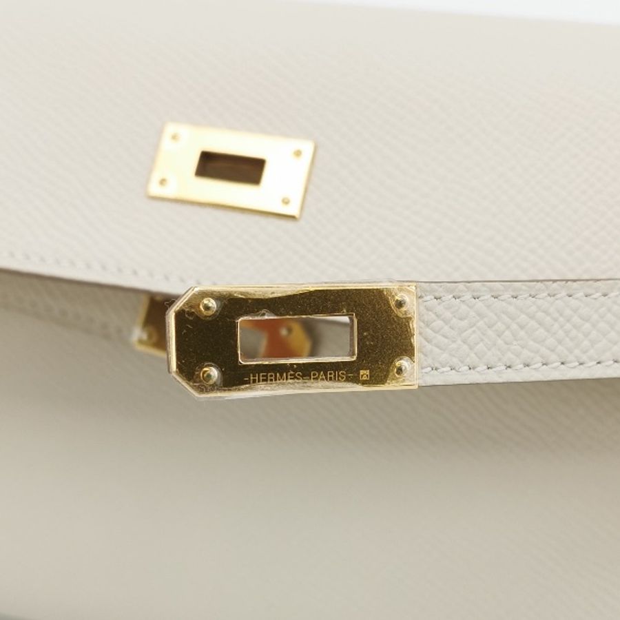 Hermes Kelly凱莉包牛皮純色旋扣單肩斜挎手拿包-7