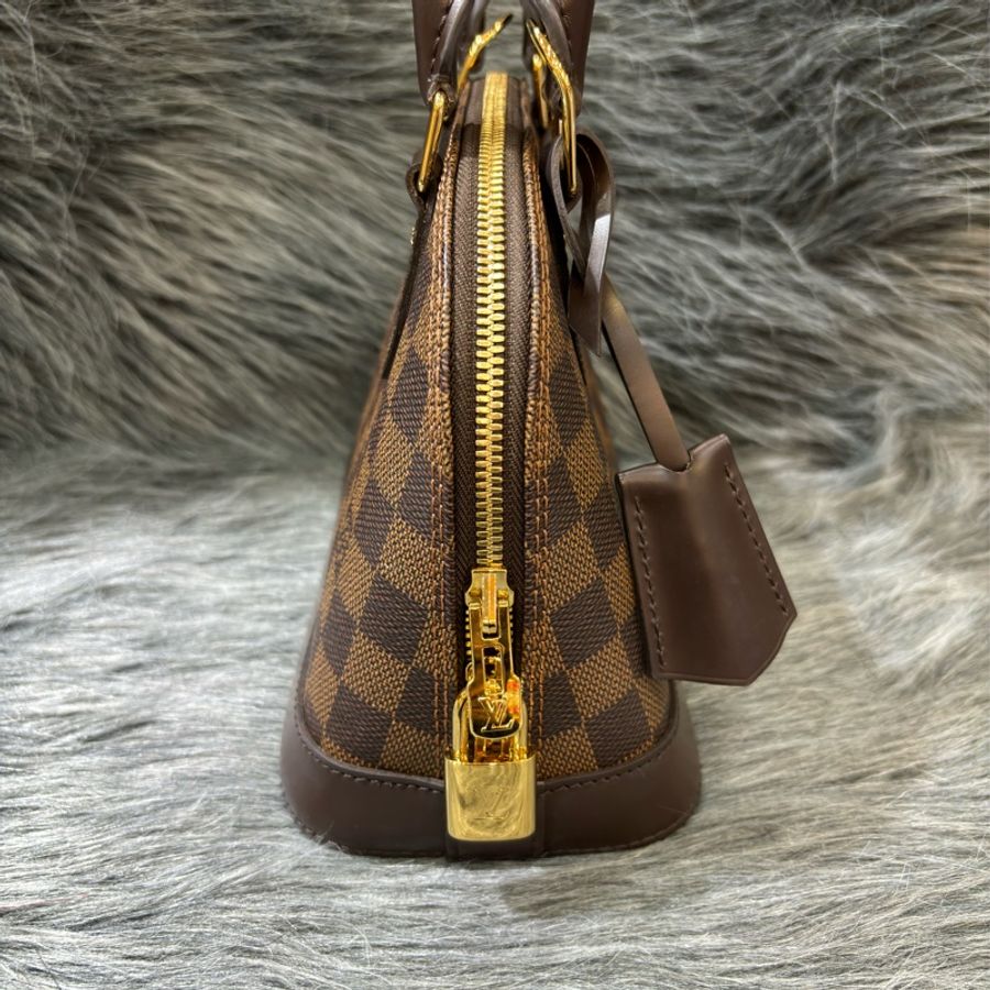 LV N41221 咖啡 棋盤 咖格 金釦 alma bb 貝殼包 手提包 斜背包-3