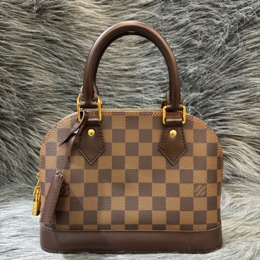 LV N41221 咖啡 棋盤 咖格 金釦 alma bb 貝殼包 手提包 斜背包-5