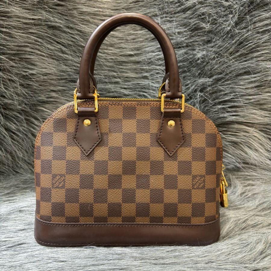 LV N41221 咖啡 棋盤 咖格 金釦 alma bb 貝殼包 手提包 斜背包-6