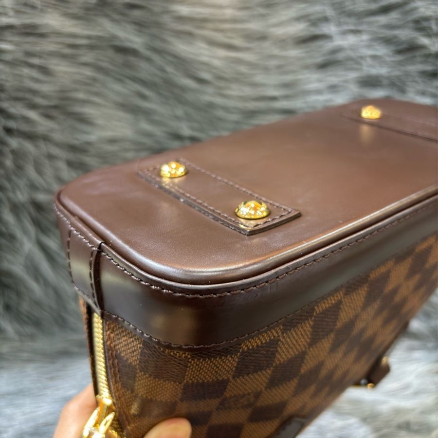 LV N41221 咖啡 棋盤 咖格 金釦 alma bb 貝殼包 手提包 斜背包-12