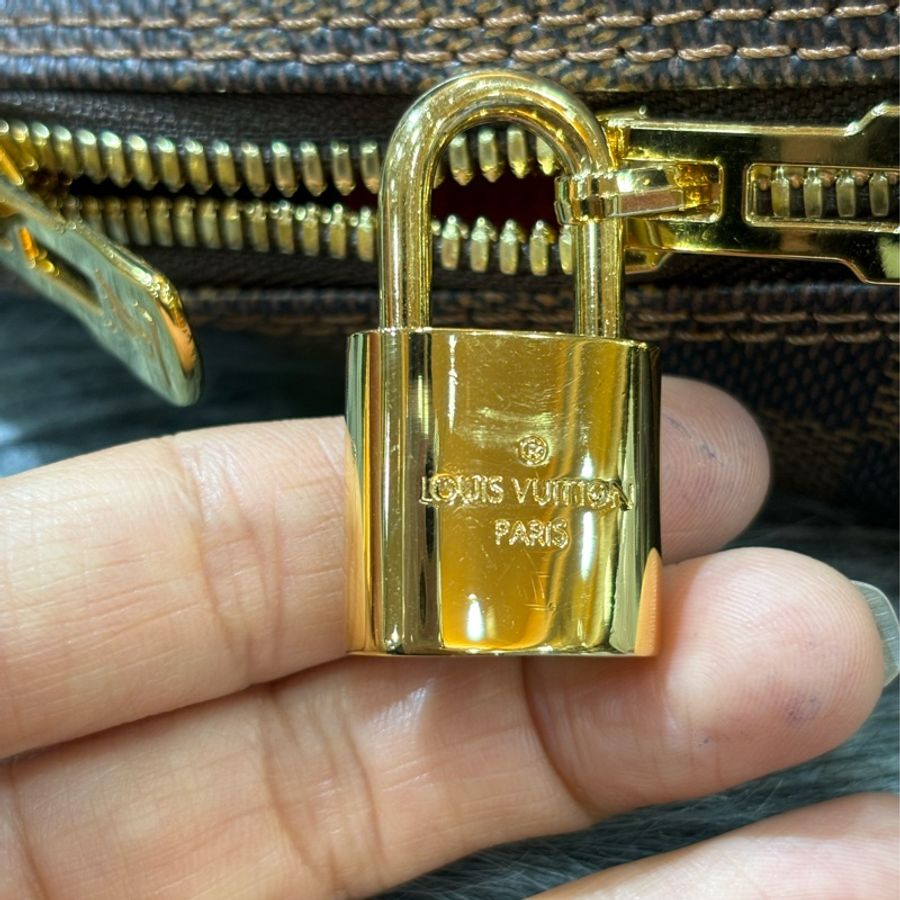 LV N41221 咖啡 棋盤 咖格 金釦 alma bb 貝殼包 手提包 斜背包-22