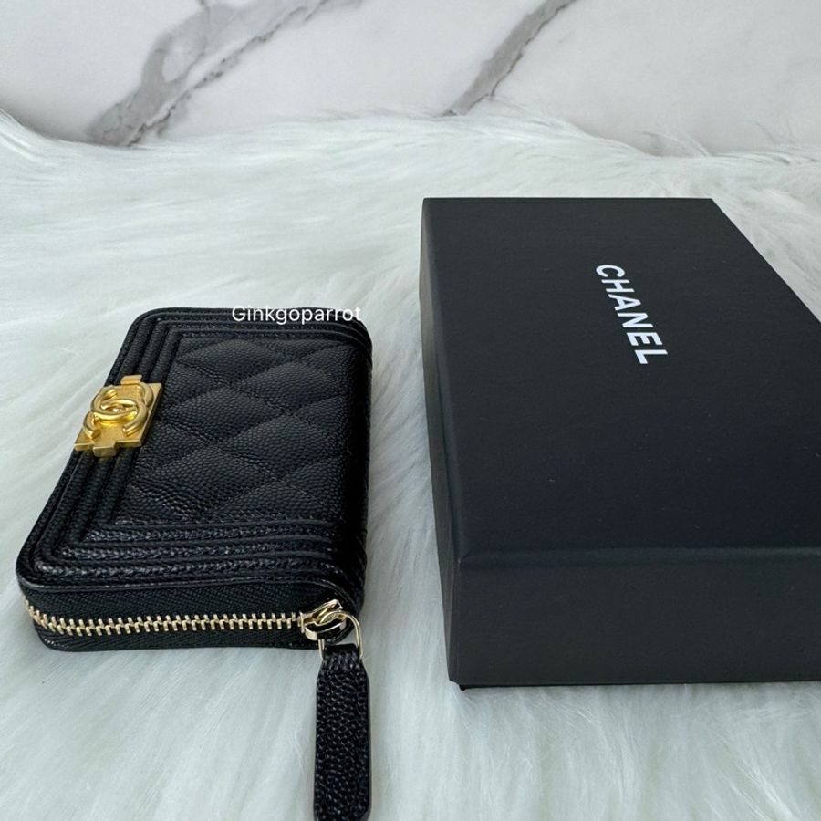 CHANEL Boy荔枝牛皮零錢包-8