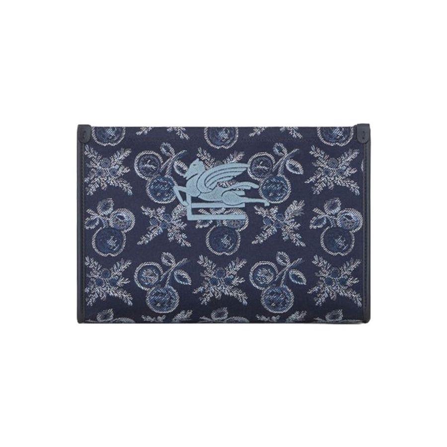 Etro Large Jacquard With Apples Pouch Bag for Women in Navy Blue (1H7837568-0200)-0