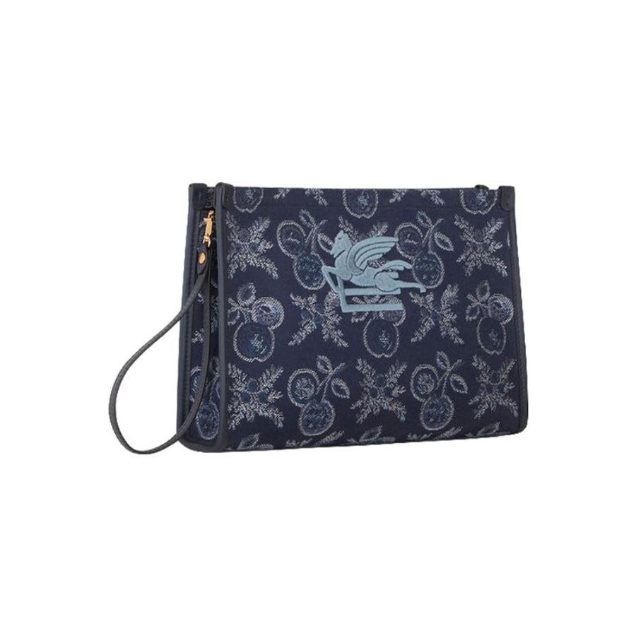 Etro Large Jacquard With Apples Pouch Bag for Women in Navy Blue (1H7837568-0200)-1