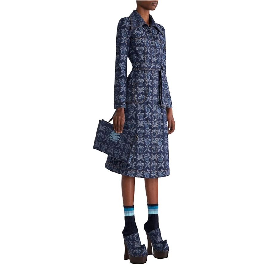 Etro Large Jacquard With Apples Pouch Bag for Women in Navy Blue (1H7837568-0200)-5