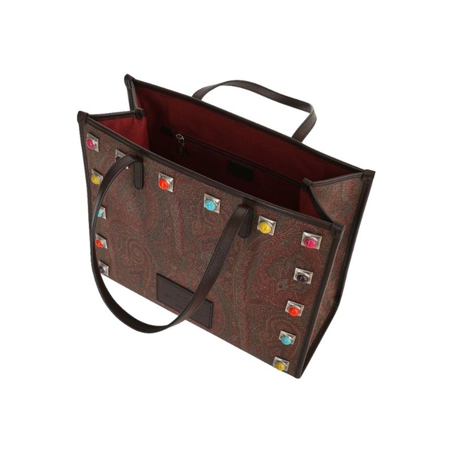 Etro Medium Crown Me Paisley Tote Bag for Women in Red (1N0088665-0600)-3