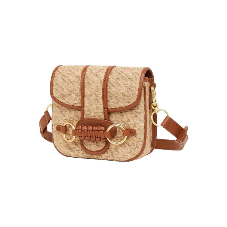 See By Chloe Saddie In Natural Jute Shoulder Bag for Women in Caramelo (CHS23USB80D04-242)-1