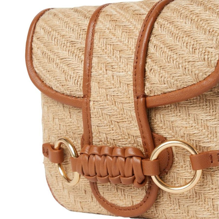 See By Chloe Saddie In Natural Jute Shoulder Bag for Women in Caramelo (CHS23USB80D04-242)-4