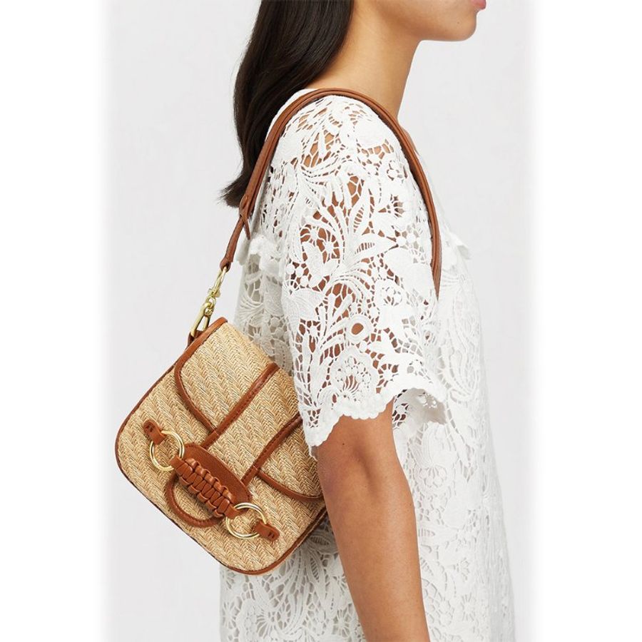 See By Chloe Saddie In Natural Jute Shoulder Bag for Women in Caramelo (CHS23USB80D04-242)-6