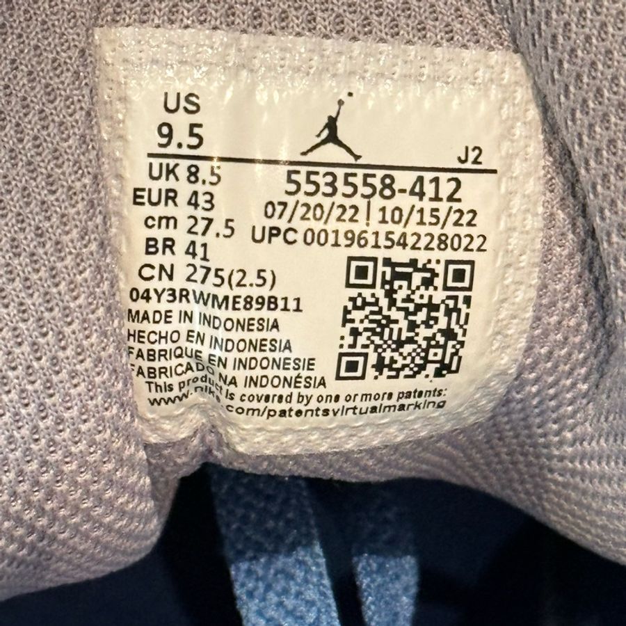 Nike Air Jordan 1 Low藍白灰 藏藍色 灰勾 白藍 籃球鞋 553558-412-21
