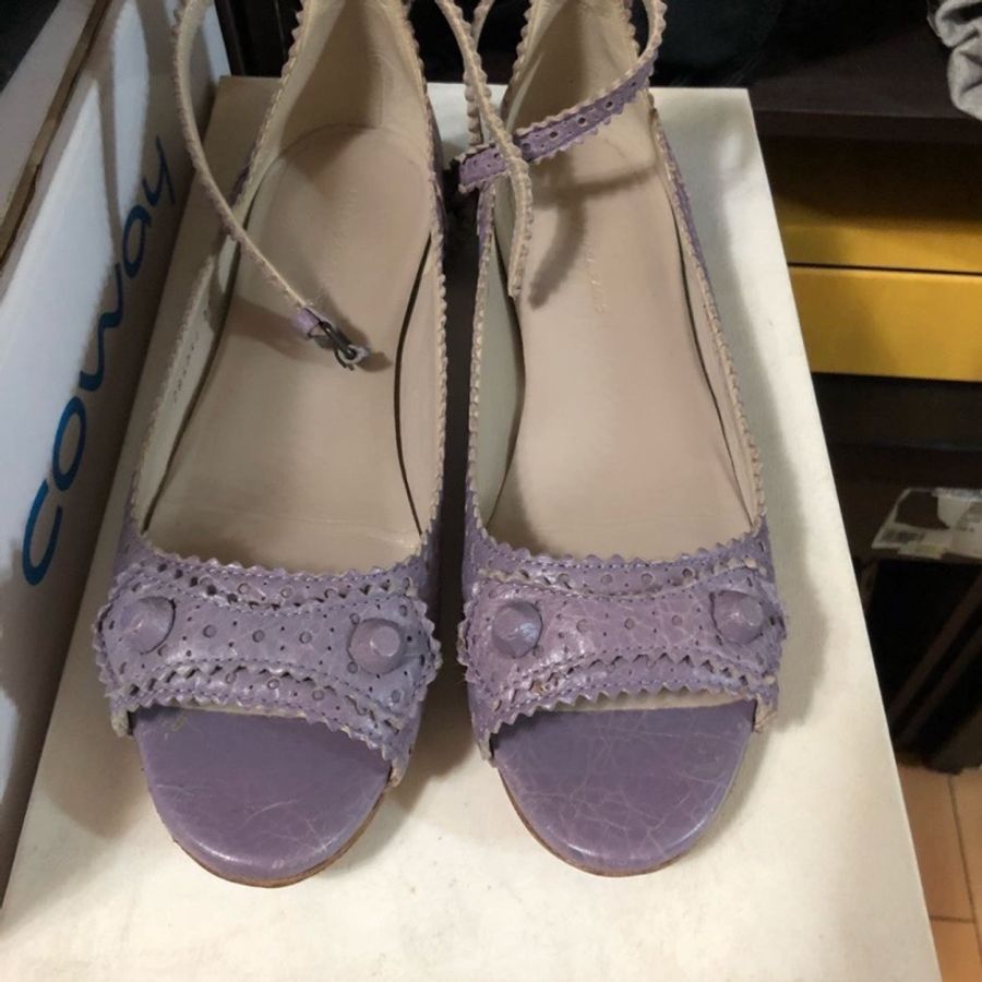 巴黎世家 BALENCIAGA 氣質薰衣草紫平底娃娃鞋 36號 附鞋盒 元 BR4購入 有加底鞋墊-0